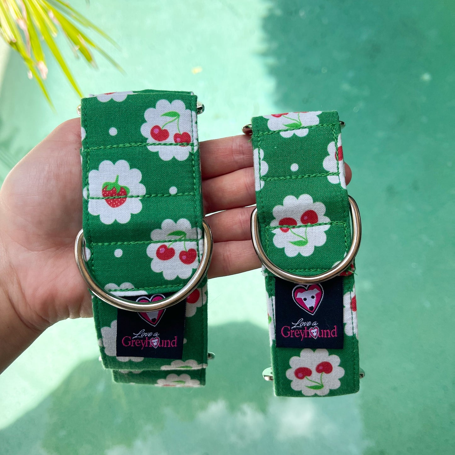 Martingale Greyhound Collar, Wide Adjustable Dog Collar 1.5 Inch, 2 Inch  - Tutti Frutti Cherries & Strawberries