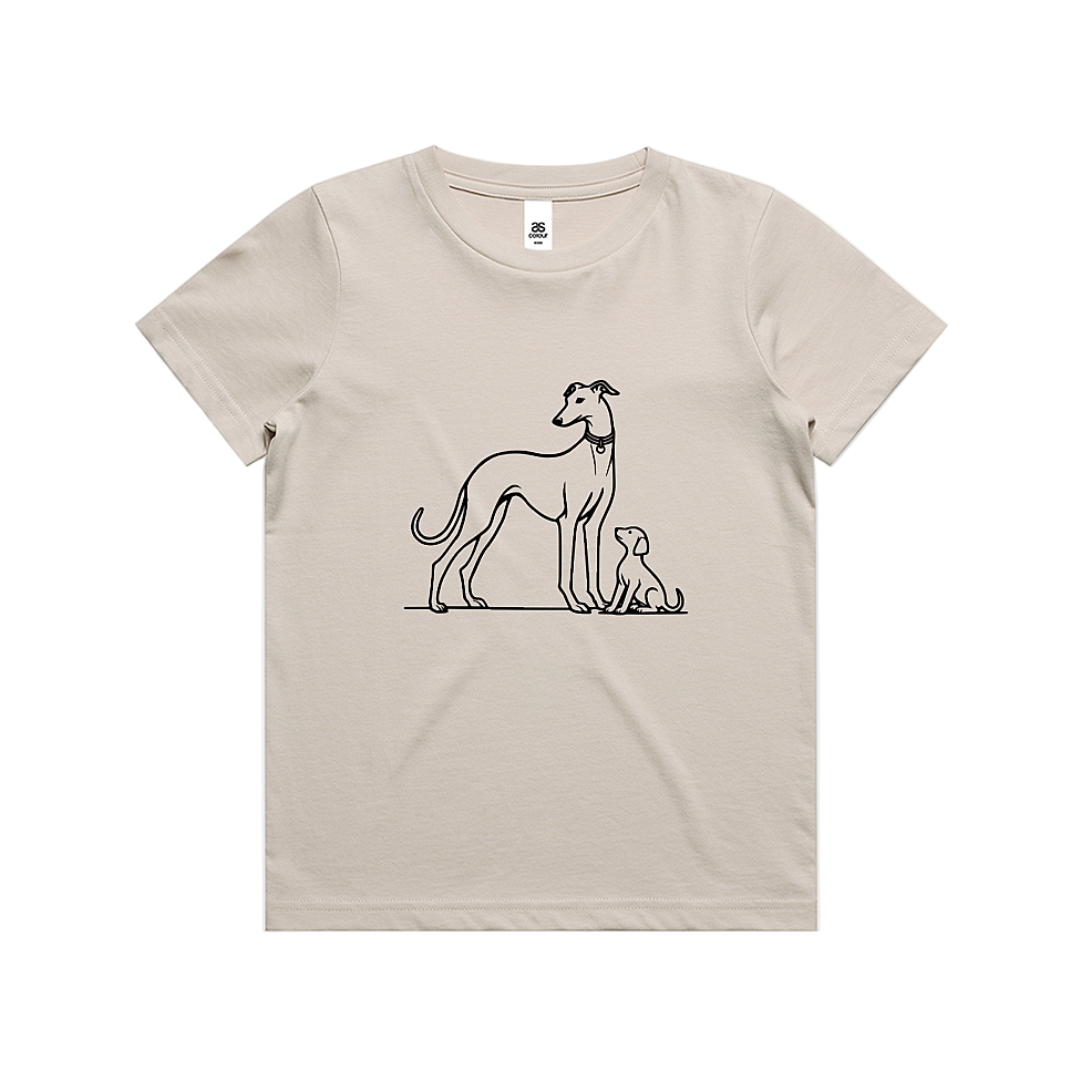 AS Colour Staple Kids T-Shirt Greyhound Mum and Puppy