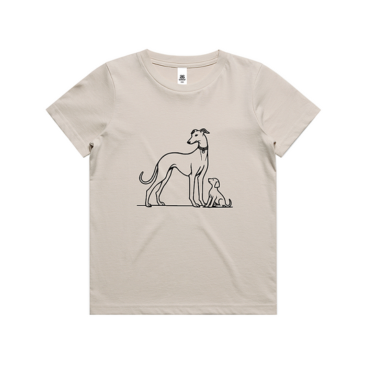 AS Colour Staple Kids T-Shirt Greyhound Mum and Puppy