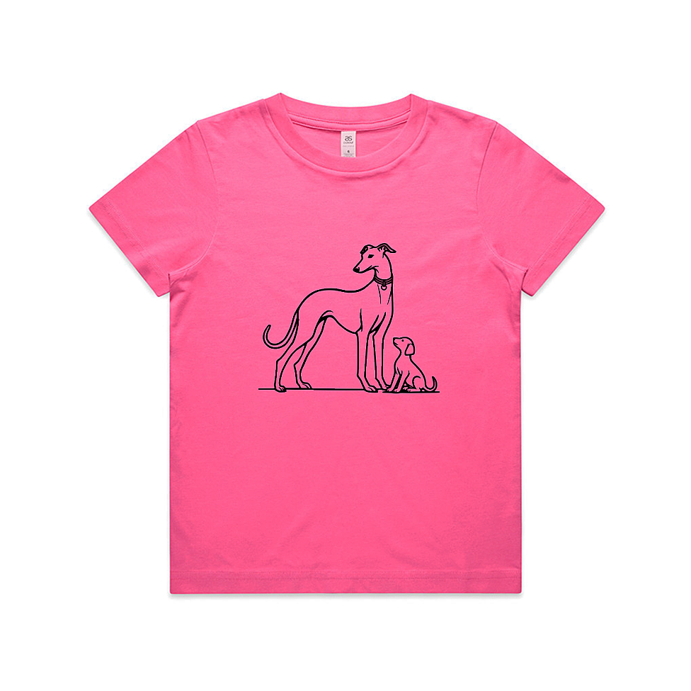AS Colour Staple Kids T-Shirt Greyhound Mum and Puppy