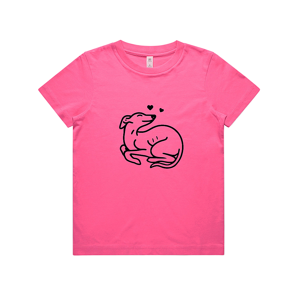 AS Colour Staple Kids T-Shirt Greyhound Puppy Hearts