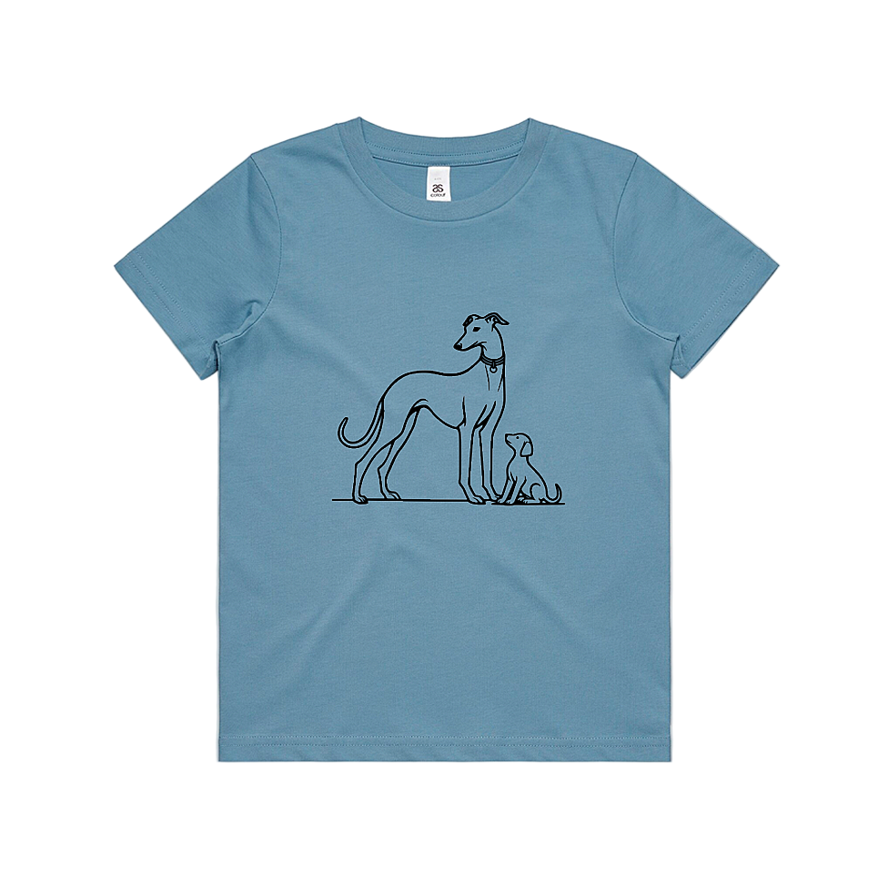 AS Colour Staple Kids T-Shirt Greyhound Mum and Puppy
