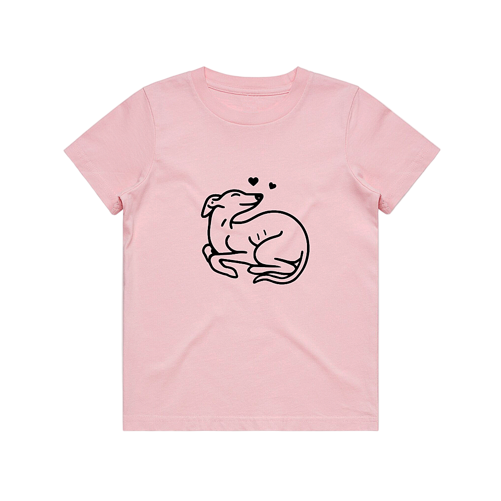 AS Colour Staple Kids T-Shirt Greyhound Puppy Hearts