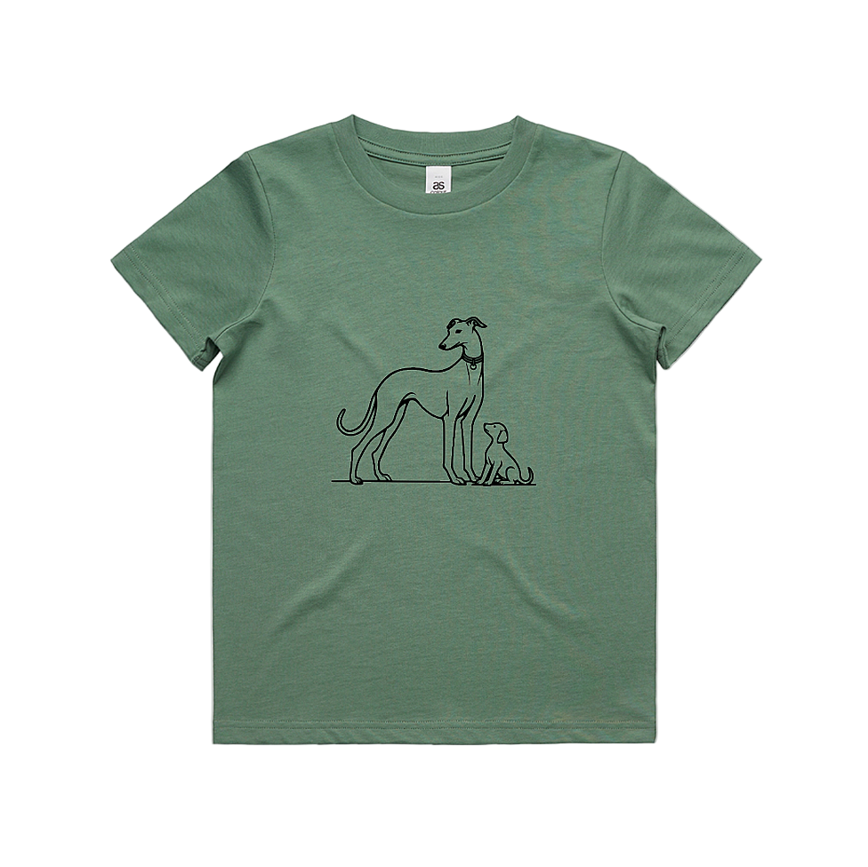 AS Colour Staple Kids T-Shirt Greyhound Mum and Puppy