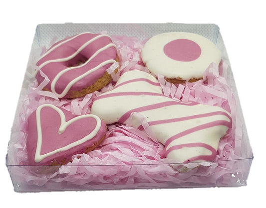 Pink Mixed Cookies - Dog Gift Box - Dog Treats 4 Pce