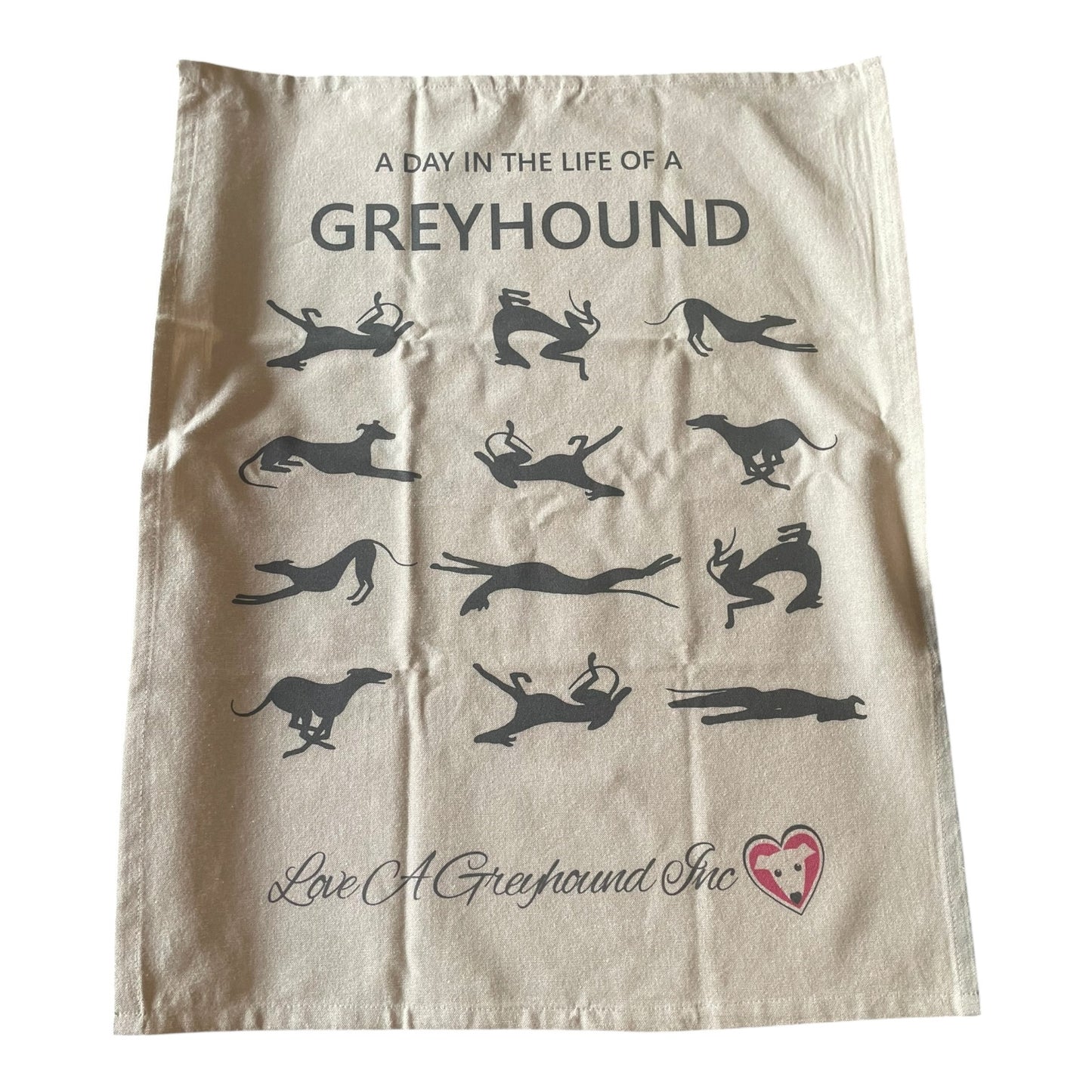 Tea Towel A Day In The Life Of A Greyhound