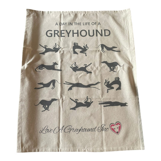 Tea Towel A Day In The Life Of A Greyhound
