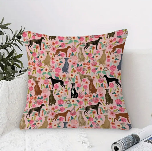Vintage Greyhound Floral Cushion Cover