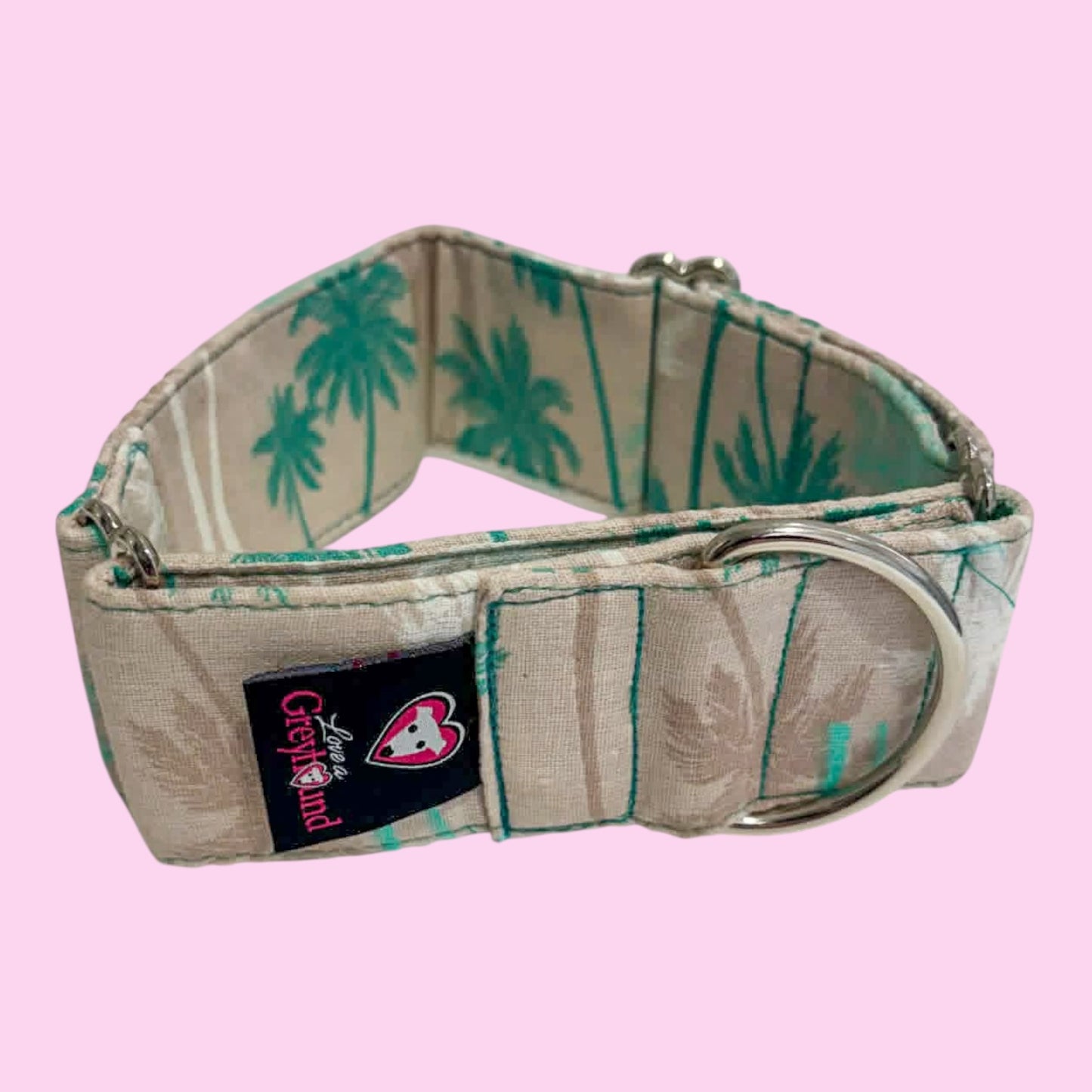 Martingale Greyhound Collar, Wide Adjustable Dog Collar 1.5 Inch, 2 Inch  - Coastal Palm Dream