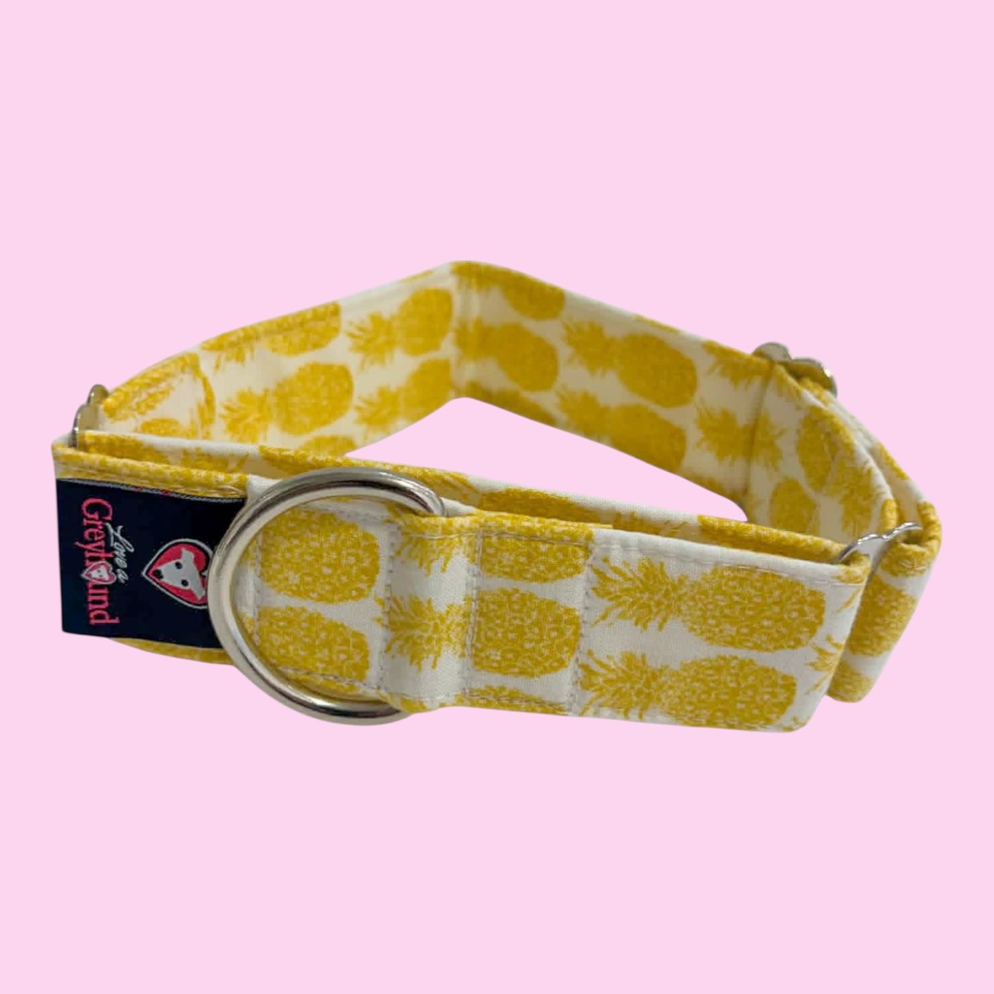 Martingale Greyhound Collar, Wide Adjustable Dog Collar 1.5 Inch, 2 Inch - Pineapple Pop