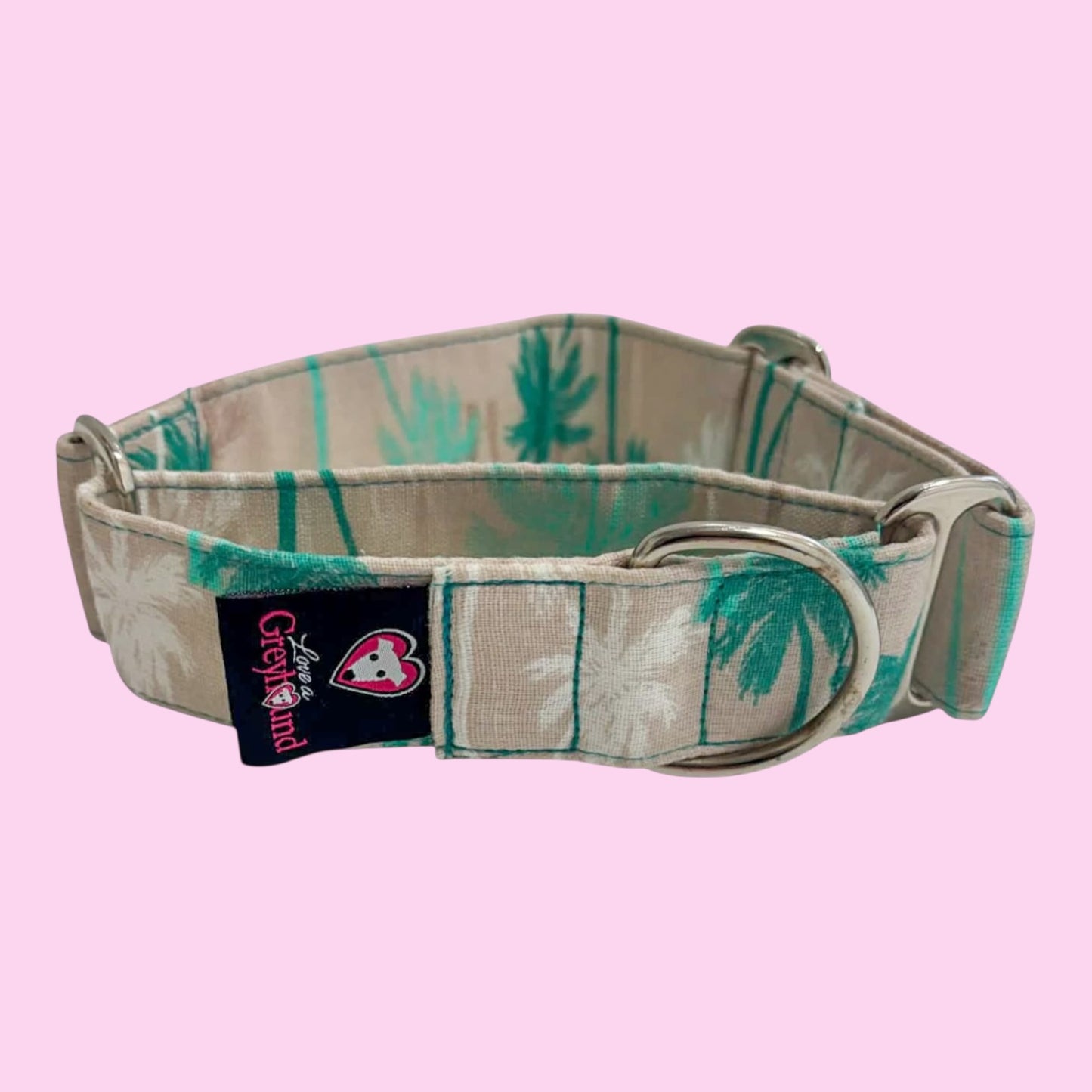 Martingale Greyhound Collar, Wide Adjustable Dog Collar 1.5 Inch, 2 Inch  - Coastal Palm Dream