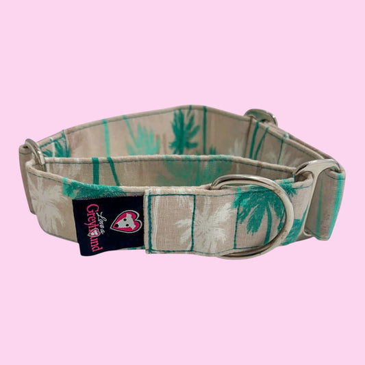 Martingale Greyhound Collar, Wide Adjustable Dog Collar 1.5 Inch, 2 Inch  - Coastal Palm Dream