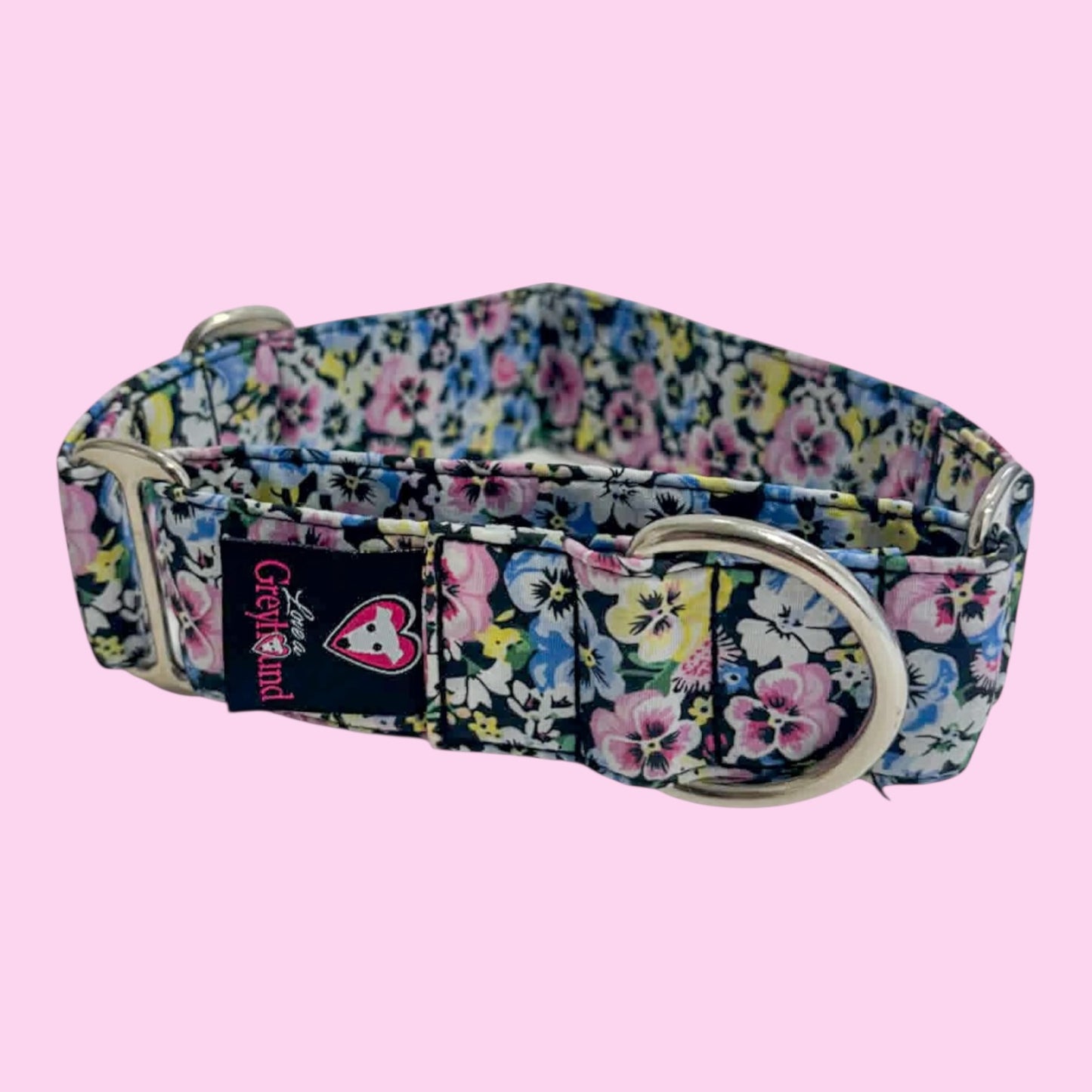 Martingale Greyhound Collar, Wide Adjustable Dog Collar 1.5 Inch, 2 Inch - Midnight Meadow