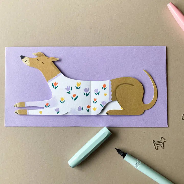 Bunny, Long Doggo Shaped Extendable Card - Bryony Moss Illustration