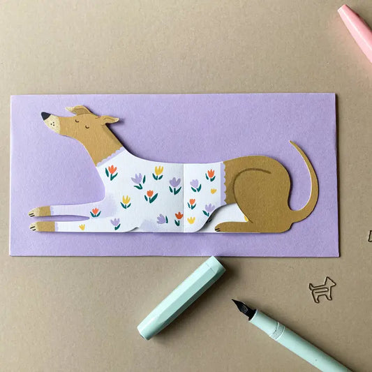 Bunny, Long Doggo Shaped Extendable Card - Bryony Moss Illustration