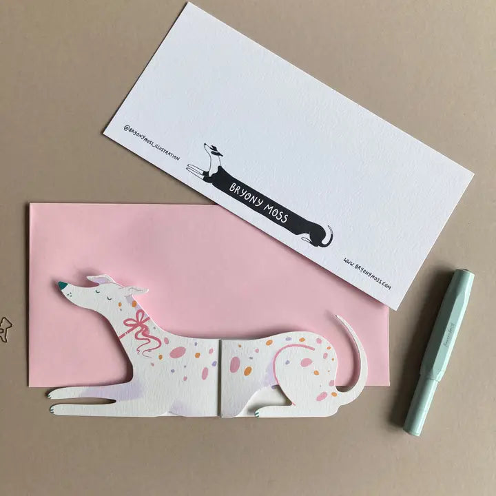 Eggy, Long Doggo Shaped Extendable Card - Bryony Moss Illustration