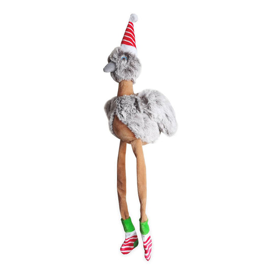 Kazoo Aussie Christmas Long Legged Emu Medium Plush Squeak Toy For Dogs