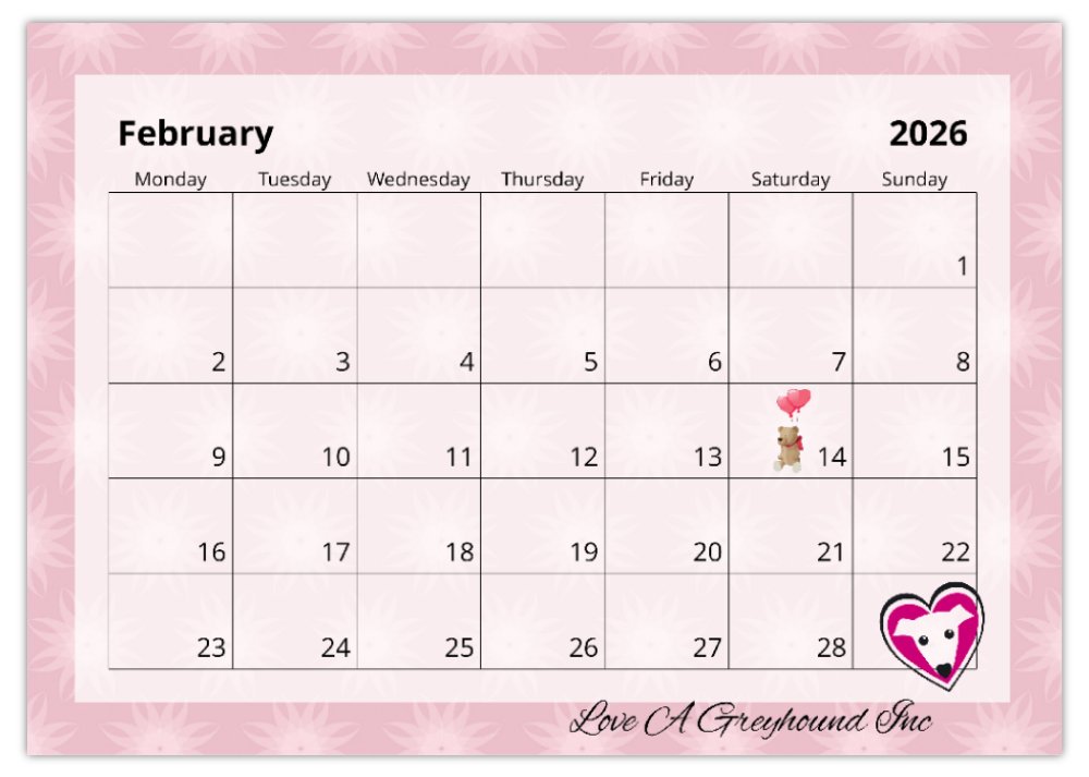 2026 Love A Greyhound A4 Double Wall Photo Calendar