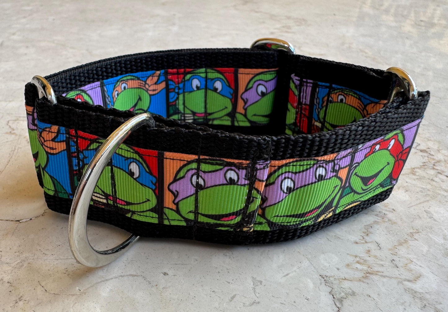 Whippet Martingale Collar, Wide Adjustable Dog Collar - Mutant Ninja Turtles