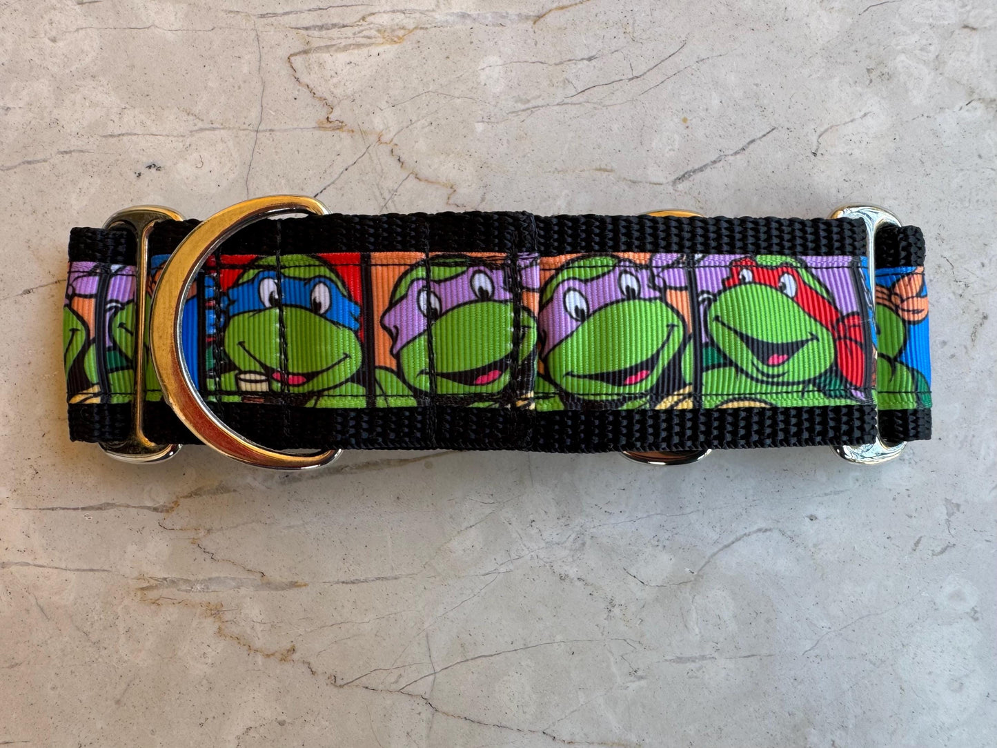 Whippet Martingale Collar, Wide Adjustable Dog Collar - Mutant Ninja Turtles