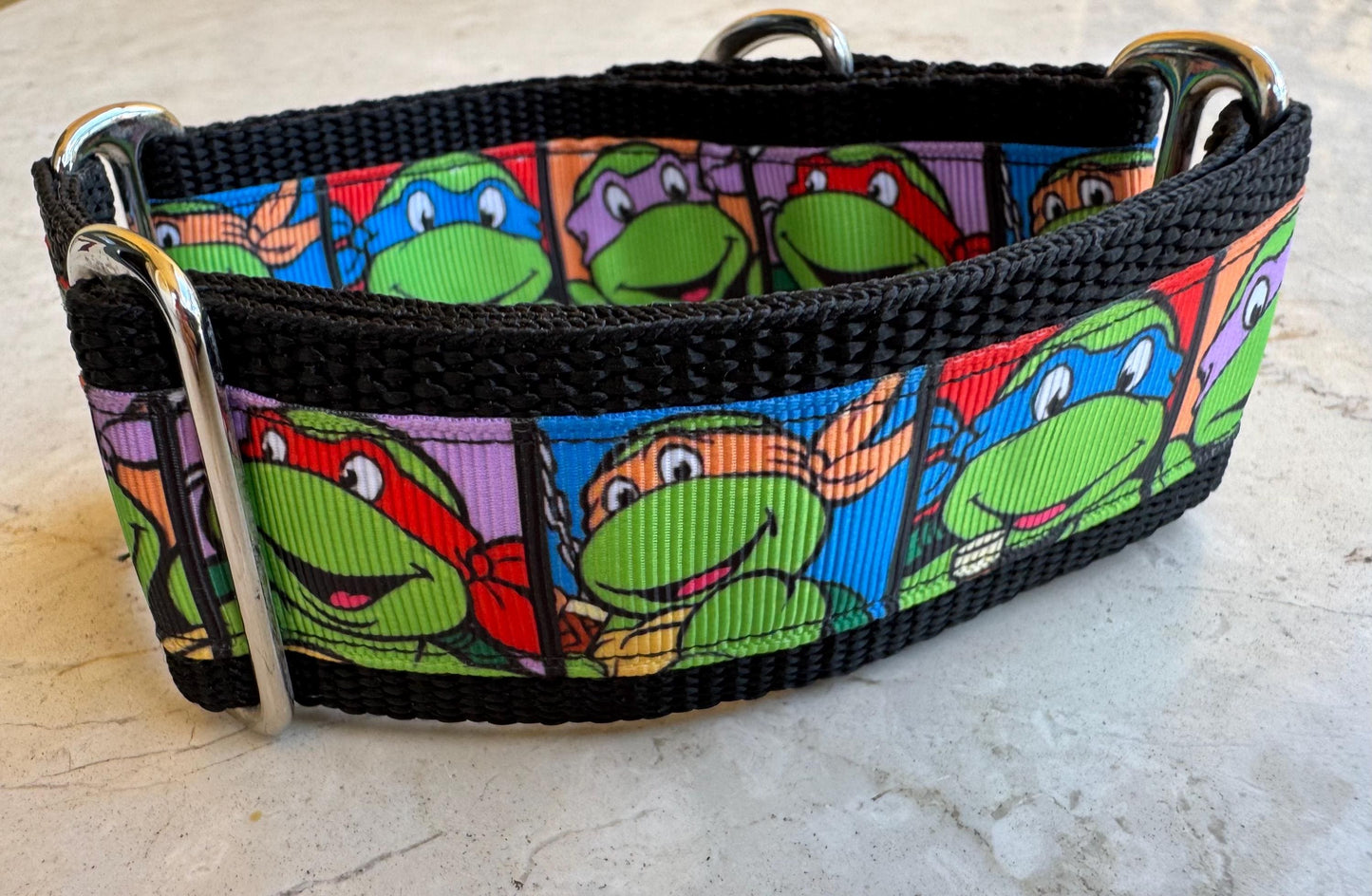 Whippet Martingale Collar, Wide Adjustable Dog Collar - Mutant Ninja Turtles