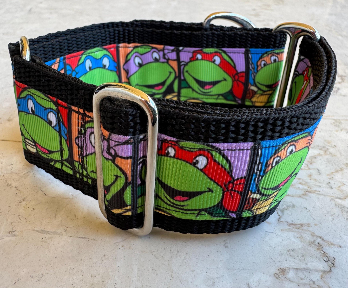 Whippet Martingale Collar, Wide Adjustable Dog Collar - Mutant Ninja Turtles
