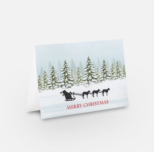 Greyhound Sleigh Christmas Card