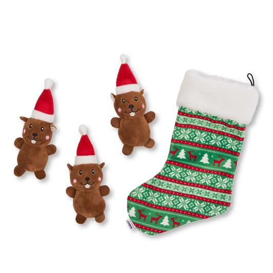 Kazoo Christmas Squirrel Stocking Trio Dog Toy