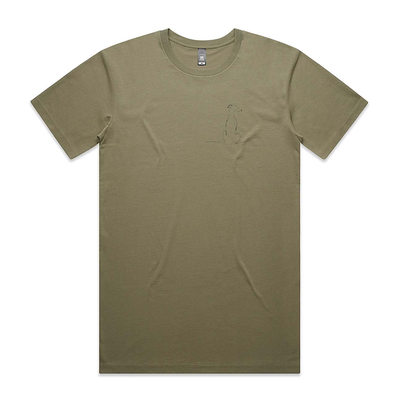 Men's Staple Tee Greyhound Sitting View from Back Image LHB