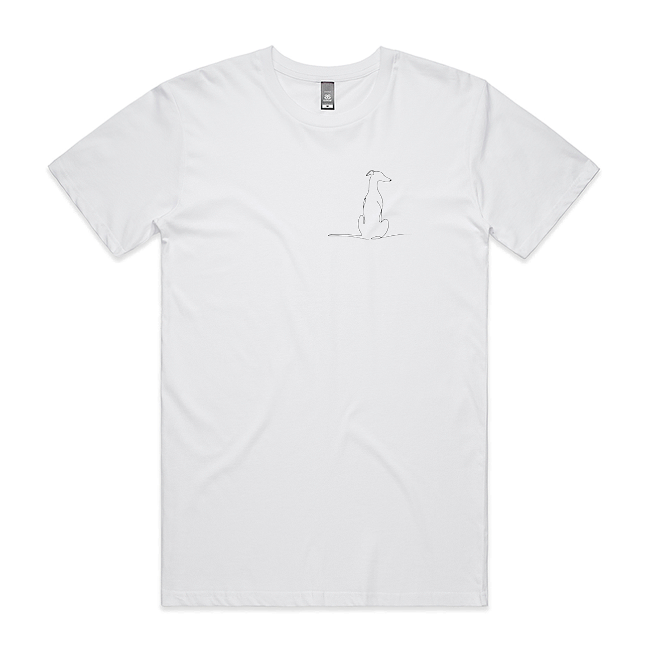 Men's Staple Tee Greyhound Sitting View from Back Image LHB