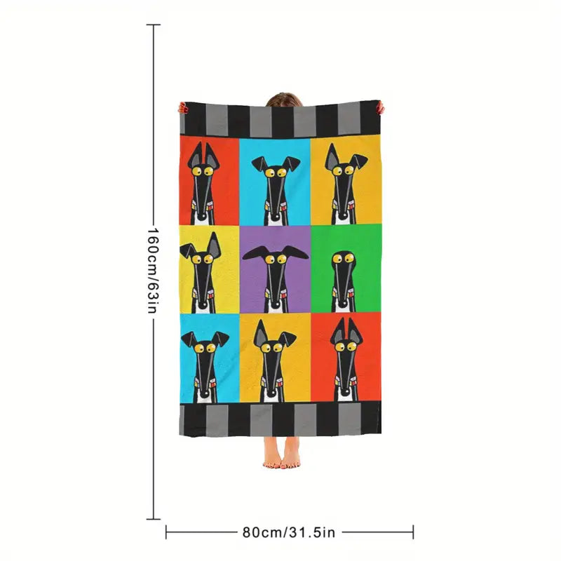 Greyhound Colourful Beach Towel