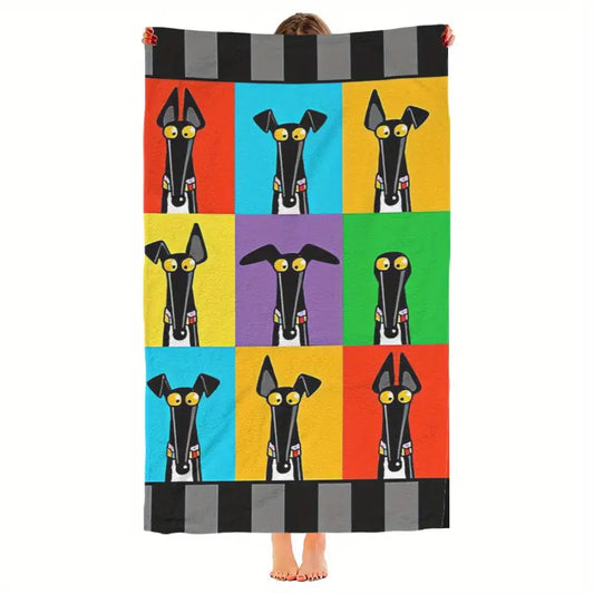 Greyhound Colourful Beach Towel